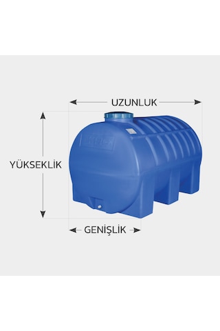 Akro Su Deposu 2000 Litre Yatay Mavi