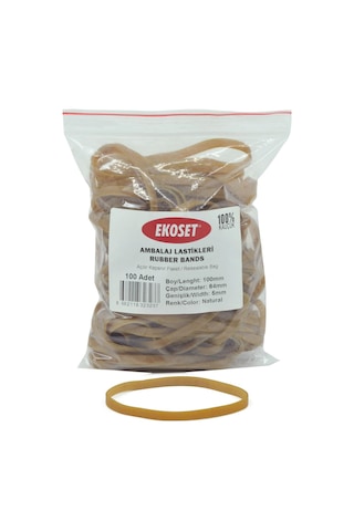 Ekoset 100X5Mm Geniş Kauçuk Paket Ambalaj Lastiği 100 Adet