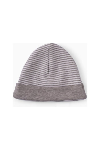 Yenidoğan Şapka Gri Çizgili Gri