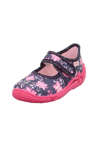 Superfit Belinda Kız Çocuk Ev Kreş Ayakkabısı Çiçek Desenli - Lacivert Pembe 800288-8100 Lacivert - Pembe