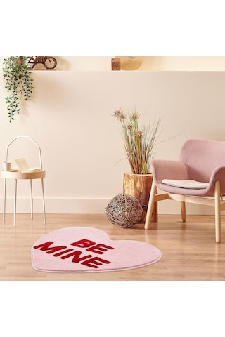 Tr Be Mine Pembe Kalp Halı 35 İnç, El Dokuma Eğlenceli Sevimli Y2k Tasarım Halılar Banyo, Mutfak, Oturma Odası, Ya Genel
