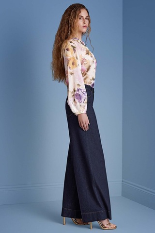 Hakim Yaka Çok Renkli Desenli Gömlek Çok Renkli