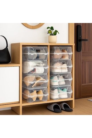 10'lu Şeffaf Erkek Ayakkabı Saklama Kutusu