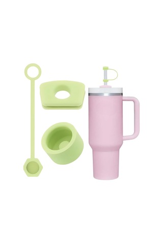 1 Set 3 Parça Silikon Sızdırmaz Kapak Seti 30/40 Oz İle Uyumlu Dökülmeye Dayanıklı Tıpa Ve Pipet Ucu Yeşil Renk