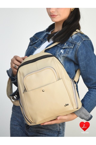 Jara Bag Freya Kadın Sırt Çantası Şık, Yumuşak Dokulu Ve 5 Bölmeli Vizon