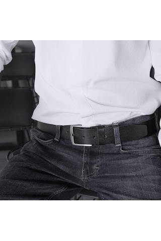Hakiki Deri Erkek Kot Kemer 4.5 CM 2 Adet Siyah