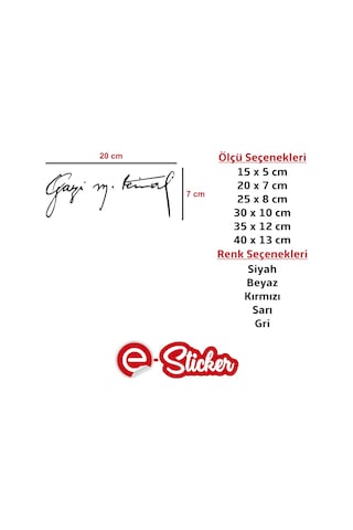 Gazi Mustafa Kemal Atatürk Imza Sticker Oto Sticker (351612886)