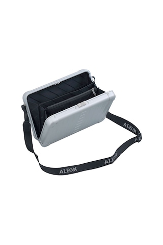 Aleon Vanity Kılıfı 25 Cm Gümüş Alüminyum Omuz Çantası, Hafif, Dayanıklı, Şık Tasarım