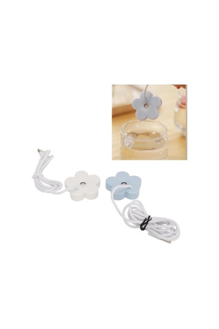 Tenfowee Mini Çiçek Usb Nemlendirici Ev Araç İçin Sessiz Otomatik Kapanma Ipx7 Su Geçirmez Beyaz Mavi Set