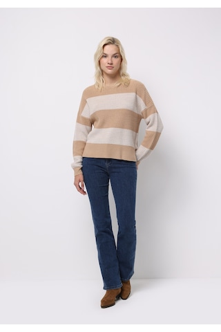 Colin's Colins Regular Fit Yuvarlak Yaka Çizgili Kadın Bej Kazak Cl1076812 Q1.v2 Beı Bej