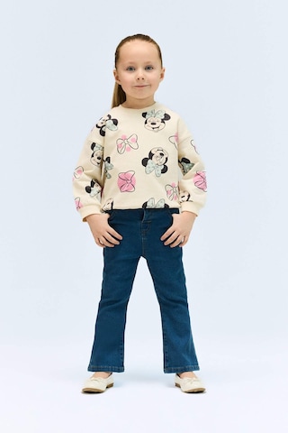 DeFacto Kız Bebek Disney Mickey & Minnie Bisiklet Yaka Sweatshirt E4857A525SPER134 Ekru