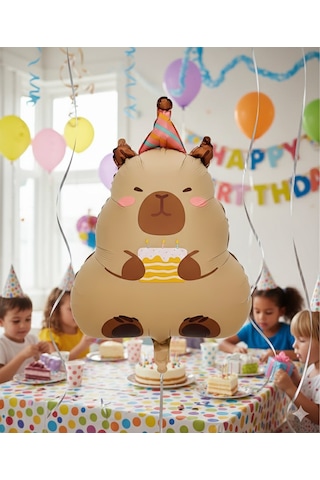 69x48,5 Cm Capybera Kapibara Doğum Günü Folyo Balon - Parti Dekorasyon Balonu Çok Renkli