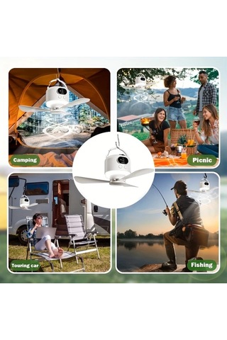 Willowhaven 10400mah Taşınabilir Kamp Fanı Usb Şarjlı Beyaz Led Gece Lambası Çadır İçin Bakır - Siyah