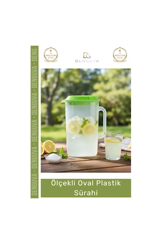 Sürahi Mutfak Pratik Estetik Hafif Ergonomik Sap Geniş Hacim Şeffaf İçecek Oval Plastik Sürahi