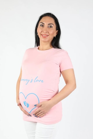Balins Hamile Mommy Love Tişört Mavi Baskılı 001