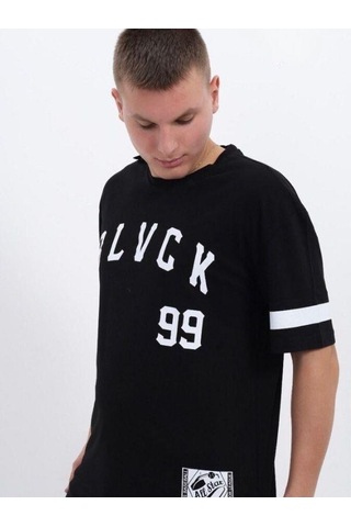 Çocuk Harf Baskılı Tshirt-14613 SIYAH