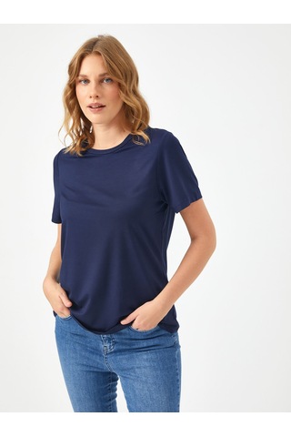 Faik Sönmez Yuvarlak Yaka Kısa Kol T-shirt 00002 B0000220 Lacivert