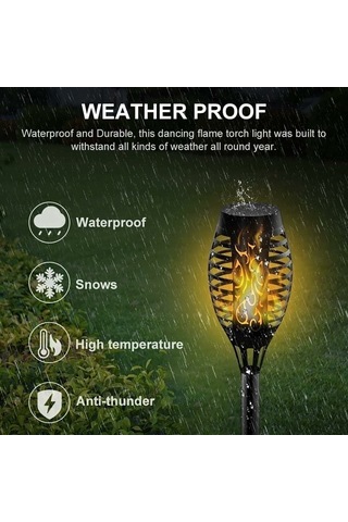 Yaozixa Güneş Enerjili Alev Feneri, 4 Adet 12 Ledli Parıltı Alevli, Ip65 Su Geçirmez Bahçe Çimen Yolu Dekorasyon Işığı Çok Renkli