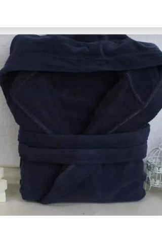 Kapşonlu Pamuklu Çocuk Bornozu Lacivert
