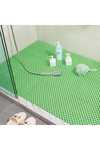 Pvc Paspas 120 X 450 Cm Yeşil Banyo Kaymaz Yer Zemin Matı S-mat Zincir Desen Çok Renkli