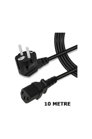 10 Metre C13 Power Kablo Bilgisayar PC Kasa Monitör Güç Kablosu