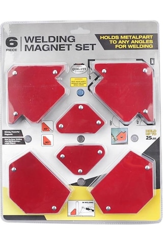 Valkyrie Mıknatıslı Manyetik Gönye Kaynak Tutucu 6'Lı Set Kırmızı
