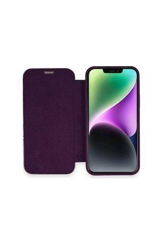 İphone 12 Kılıf Dolpin Kapaklı - Derin Mor