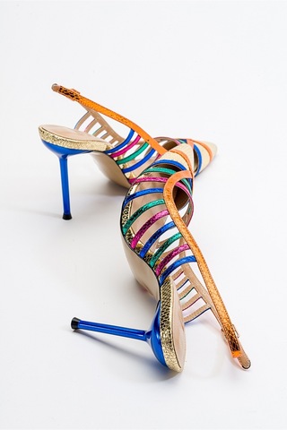 Luvishoes Gesto Altın Multi Kadın Topuklu Ayakkabı Altın