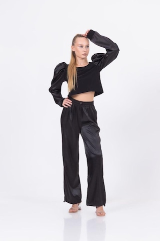 Zekids Kız Çocuk Saten Pantolon-13472-siyah Siyah