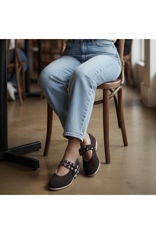 Ne&ve Shoes Kahve Süet Hakiki Deri Kadın Çift Kapsüllü Babet Kahverengi