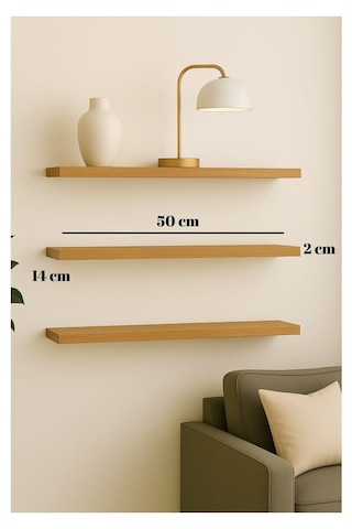 Yankı-BYEG 50 cm safir Meşe Mdf Gizli Bağlantı Duvar Rafı