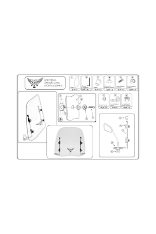 ABV Üniversal Füme Siperlik 41 x 45 CM + Bağlantı Ekipmanı (Motosiklet Camı)