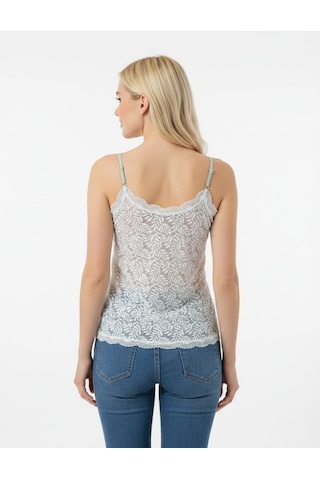 Bonbon Kadın Saten Sırtı Dantelli Askılı Top Bluz Bb2309 Yeşil
