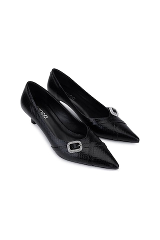 Tamer Tanca Kadın Suni Deri Siyah Topuklu Ayakkabı 1160 26554 Bn Ayk Sk25-26 Sıyah Siyah