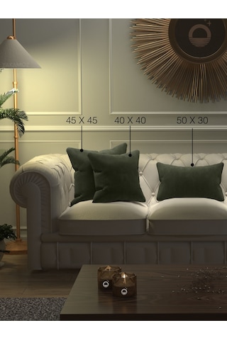 Br Yakamoz Sarmaşık Yeşili Kırlent , Yastık Kılıfı Kadife Görünümlü Velvet Touch Serisi Sarmaşık Yeşili