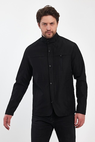 Sivaist Erkek Siyah Regular Uzun Mevsimlik Pamuk Polyester Karışımlı Safari Mont - Siyah