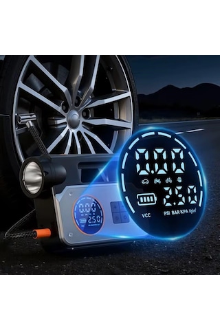 Suitu At-005 12.000mah Akü Takviye Cihazı 4'ü 1 Arada Powerbank, Fener Hava Kompresörü, Lcd Ekran, 150psı