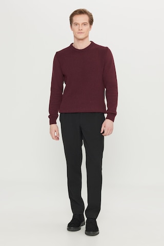AC&Co / Altınyıldız Classics Erkek Bordo Pamuklu Standart Fit Normal Kesim Bisiklet Yaka Jakarlı Triko Kazak Bordo