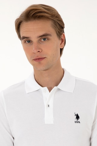 U.S. Polo Assn. Erkek Regular Fit Polo Yaka Beyaz Basic Sweatshirt 50307757-VR013