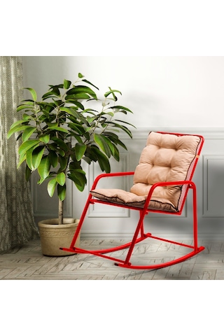 Retodesign Kırmızı Metal Sallanan Sandalye/ Bebek Emzirme Koltuğu/Baba Koltuğu 1090