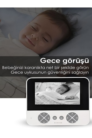 4.3 Kablosuz Ip Bebek Kamerası 720p Monitörlü 150m Menzil 2.4ghz İnterkom Hareket Algılayıcı
