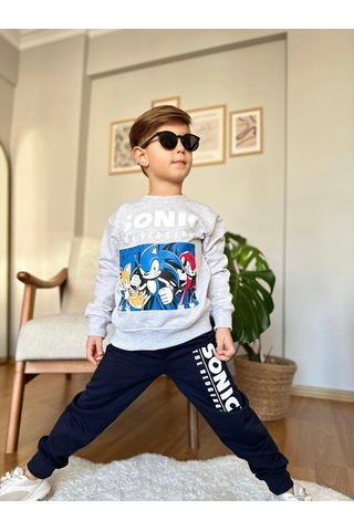 Koçak Kids Yeni Sezon Sonic Desenli Gri Renk Erkek Çocuk Eşofman Takım Gri