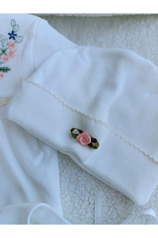 Yeni Doğan Kız Bebek Bahardalı Nakışlı Hastane Çıkışı Zıbın Seti