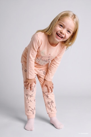 Defacto Kedi Ve Fiyonk Baskılı Pamuklu 2li Pijama Takımı Kız Bebek I8733a526wnpn212 Pembe-pn212