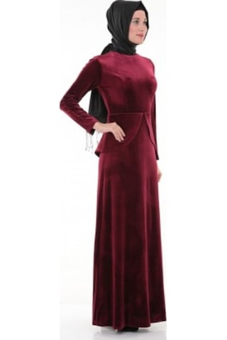 Nidya Moda Büyük Beden Elbise-4044B Bordo