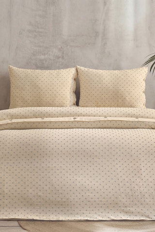 Doqu Home Akdeniz Keten Nevresim Takımı Çift Calınen Krem