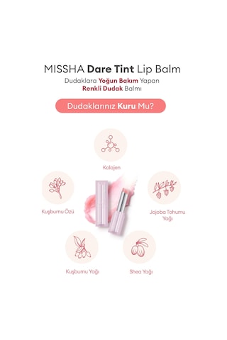 Dudaklara Yoğun Bakım Yapan Renkli Dudak Balmı Dare Tint Lip Balm 01 Pink Chou 00