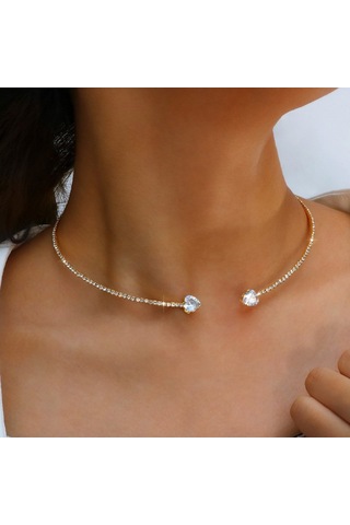 Soulader Kadınlar İçin Şık Kalp Yaka Gerdanlık Modelleri Altın Rengi Stonefans Kolye Tork Takı Ve Aksesuar Çeşitleri Zarif Açık Yaka Kolye Çok REnkli