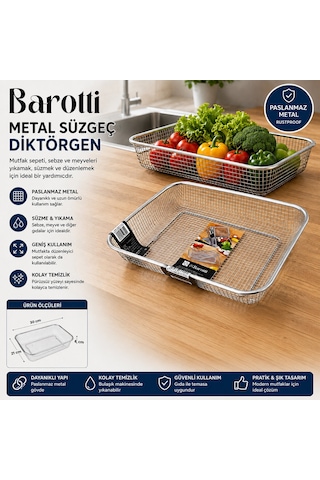 Dikdörtgen -tel Sepet Metal Süzgeç 5492 Çr
