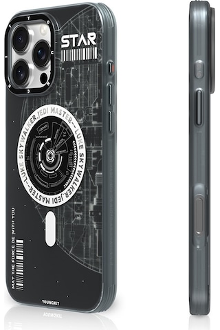 Apple Uyumlu iPhone 16 Pro Kılıf Magsafe Özellikli Airbagli Hologram Tasarımlı Youngkit Interstellar Serisi Füme